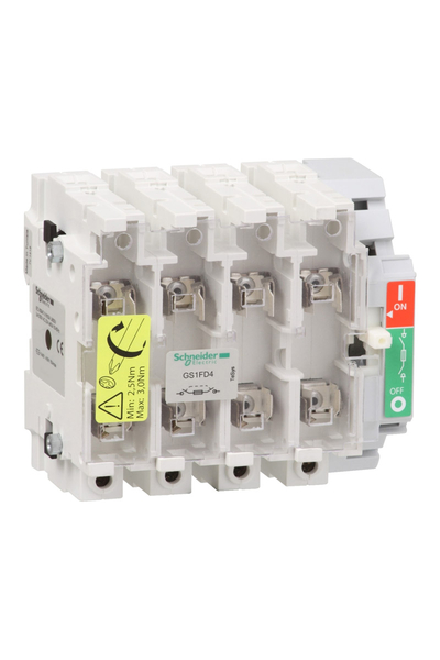 Schneider Electric - Schneider GS1FD4 Tesys Gs 4 Kutuplu 50A Nfc Yük Ayırıcı Sigorta Gövdesi