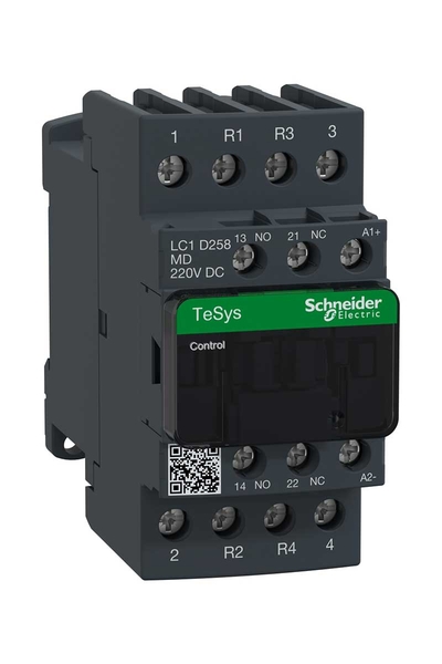 Schneider LC1D258MD Tesys D 220V DC 2NA+2NK 4P Ac1 40A Kontaktör