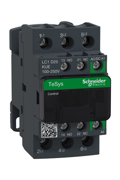 Schneider LC1D25KUE Tesys D Green 100-250V AC/DC 3P Ac3 25A Kontaktör - Thumbnail