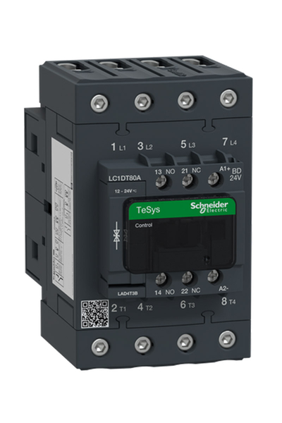Schneider LC1DT80ABD Tesys D 24V DC 4NA 4P Ac1 80A Kontaktör