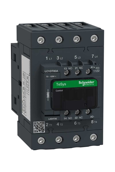 Schneider LC1DT80AFD Tesys D 440V 80A 4P Ac1 110V DC Standart Bobinli Kontaktör