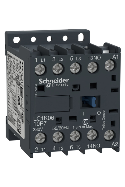 Schneider LC1K0610N7 Tesys K 415V AC 1NA 3P Ac3 6A Kontaktör - Thumbnail
