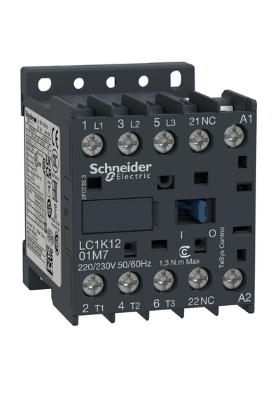 Schneider LC1K1201E7 Tesys K 48V AC Bobinli 440V 3P 3NA Ac3 12A Kontaktör