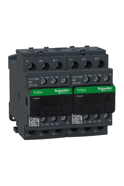 Schneider LC2D38BD Tesys D 440V 38A 24VDC Bobinli Dönüşlü Kontaktör