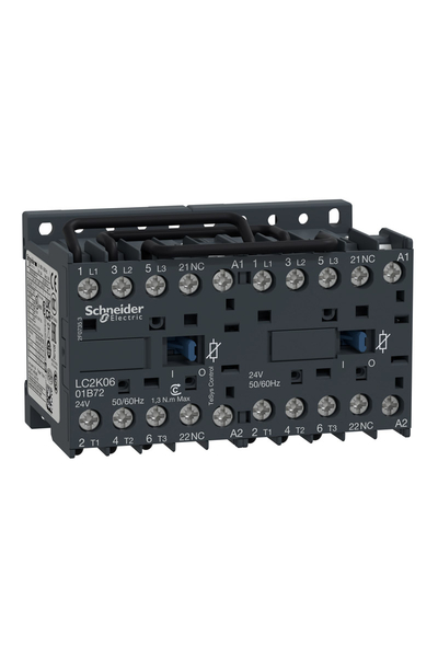 Schneider LC2K0601B72 Tesys K 24V AC Bobinli 440V 3P 3NA Ac3 6A Enversör Kontaktör