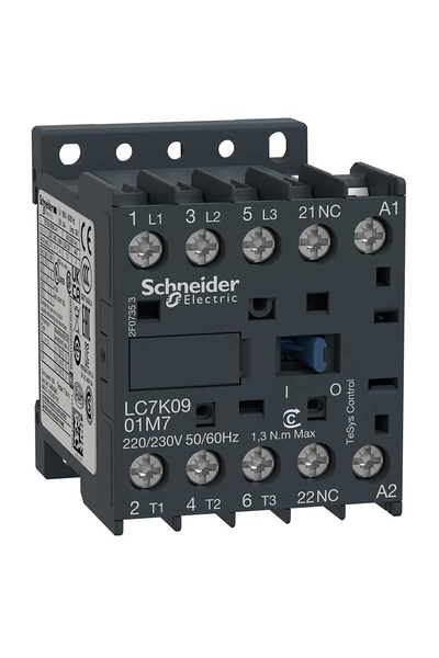 Schneider LC7K0901M7 Tesys K 220V AC 1NK 3P Ac3 9A Kontaktör