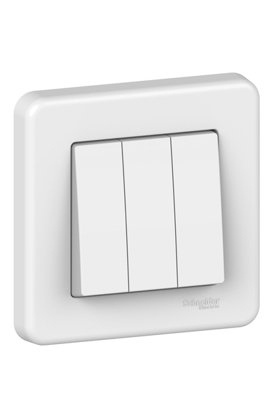 Schneider Electric - Schneider LNA2100321 LEONA 10AX 3lü Beyaz Çerçeveli Anahtar