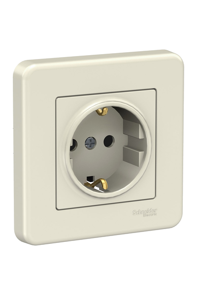 Schneider Electric - Schneider LNA2900123 Leona 16A Krem Çerçeveli Topraklı Priz