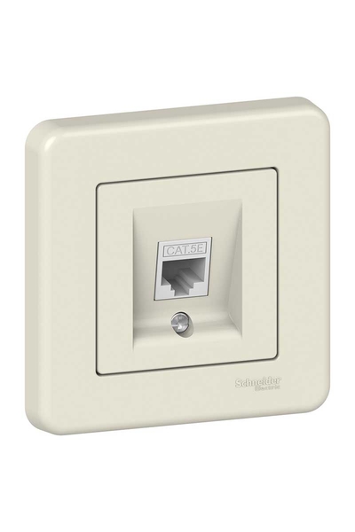 Schneider LNA4300123 Leona Tekli Krem Çerçeveli RJ45 CAT5E UTP Data Prizi