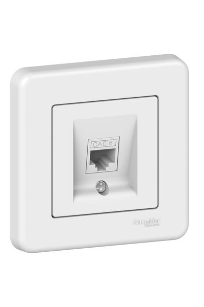 Schneider LNA4700121 Leona Tekli Beyaz Çerçeveli RJ45 CAT6 UTP Data Prizi