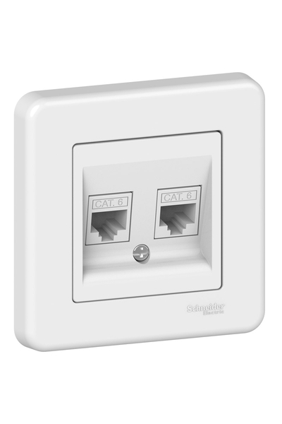 Schneider LNA4800121 Leona 2li Beyaz Çerçeveli RJ45 CAT6 UTP Data Prizi