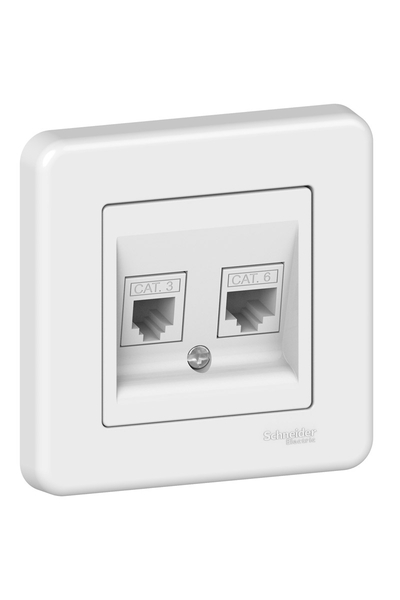 Schneider Electric - Schneider LNA4900121 Leona RJ45+RJ11 Beyaz Çerçeveli Data Prizi