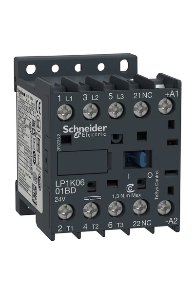 Schneider LP1K0601FD Tesys K 110V DC Bobinli 440V 3P 3NA Ac3 6A Kontaktör