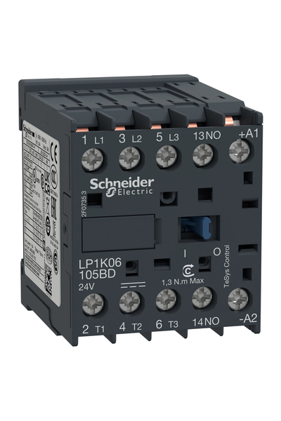 Schneider LP1K06105BD Tesys K 24V DC Bobinli 440V 3P 3NA Ac3 6A Kontaktör