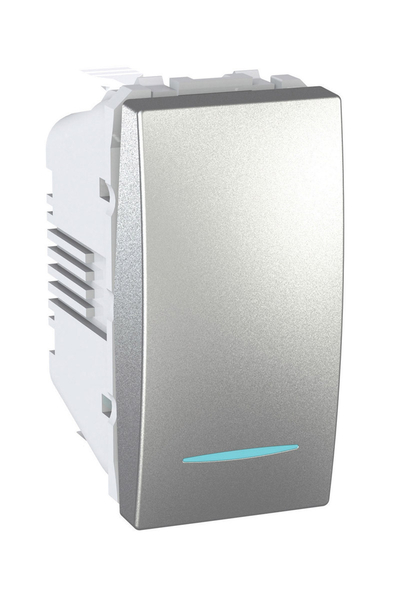 Schneider Electric - Schneider MGU3.101.30N Unica 250V AC 10A 1 Modül Alüminyum Işıklı Külbütör Anahtarı