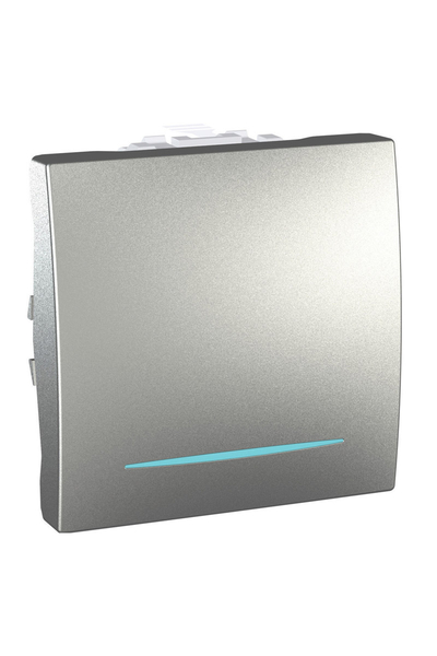 Schneider Electric - Schneider MGU3.201.30N Unica 250V AC 10A 2 Modül Alüminyum Işıklı Külbütör Anahtarı