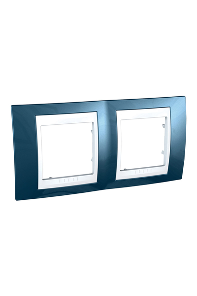 Schneider MGU6.004.854 Unica Plus Buz Mavisi-Beyaz 2li Yatay Anahtar Priz Çerçevesi