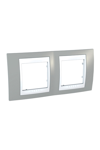 Schneider MGU6.004.865 Unica Plus Mistik Gri-Beyaz 2li Yatay Anahtar Priz Çerçevesi