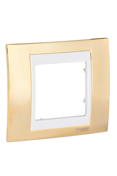Schneider Electric - Schneider MGU66.002.504 Unica Plus Tekli Altın-Beyaz Anahtar Priz Çerçervesi