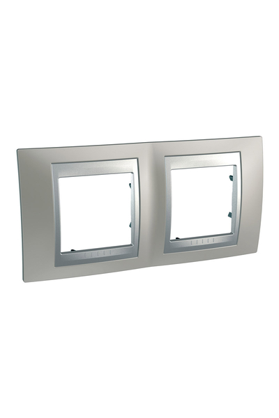 Schneider MGU66.004.039 Unica Top Mat Nikel-Alüminyum 2li Yatay Anahtar Priz Çerçevesi