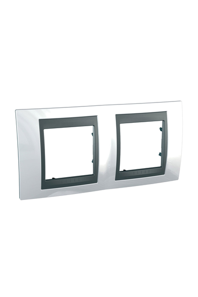 Schneider MGU66.004.292 Unica Top İnci Beyazı-Grafit 2li Yatay Anahtar Priz Çerçevesi