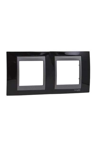 Schneider MGU66.004.293 Unica Top Rodyum Siyahı-Grafit 2li Yatay Anahtar Priz Çerçevesi