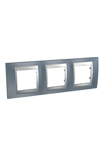 Schneider MGU66.006.097 Unica Top Metalik Gri-Alüminyum 3lü Yatay Anahtar Priz Çerçeves