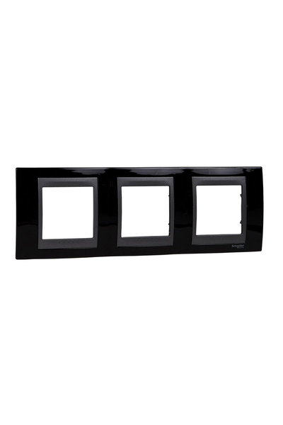 Schneider MGU66.006.293 Unica Top Rodyum Siyahı-Grafit 3lü Yatay Anahtar Priz Çerçevesi