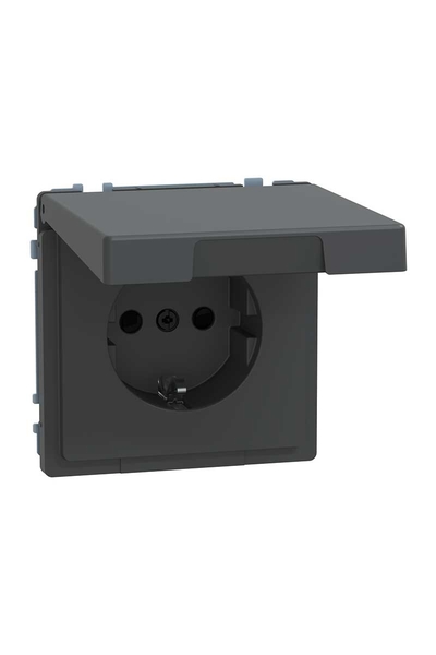 Schneider MTN2314-6034 System Design IP44 Antrasit Çocuk Korumalı Kapaklı Topraklı Priz