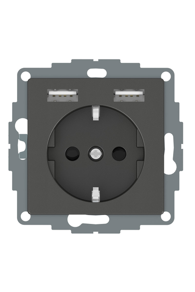 Schneider Electric - Schneider MTN2366-0414 Usb Type A+A 2.4A Prizli Antrasit Çocuk Korumalı Topraklı Priz Schneider Electric - Schneider MTN2366-0414 Usb Type A+A 2.4A Prizli Antrasit Çocuk Korumalı Topraklı Priz