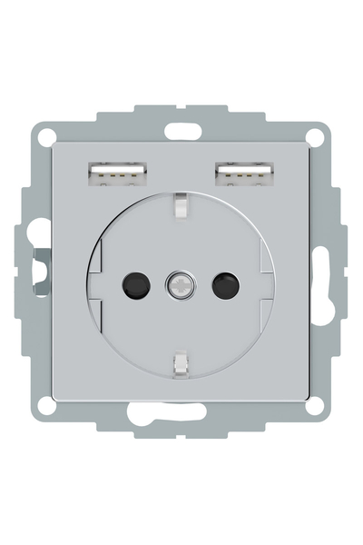 Schneider Electric - Schneider MTN2366-0460 Usb Type A+A 2.4A Prizli Alüminyum Çocuk Korumalı Topraklı Priz Schneider Electric - Schneider MTN2366-0460 Usb Type A+A 2.4A Prizli Alüminyum Çocuk Korumalı Topraklı Priz