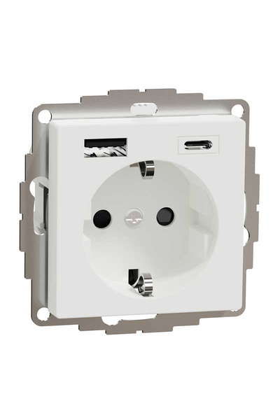Schneider Electric - Schneider MTN2367-0325 Usb Type A+C 3A Prizli Aktif Beyaz Çocuk Korumalı Topraklı Priz Schneider Electric - Schneider MTN2367-0325 Usb Type A+C 3A Prizli Aktif Beyaz Çocuk Korumalı Topraklı Priz