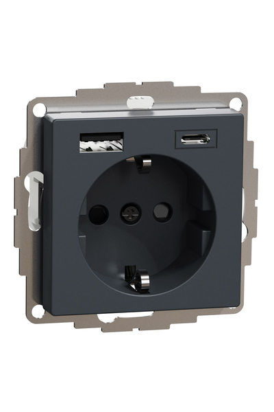 Schneider Electric - Schneider MTN2367-0414 Usb Type A+C 3A Prizli Antrasit Çocuk Korumalı Topraklı Priz Schneider Electric - Schneider MTN2367-0414 Usb Type A+C 3A Prizli Antrasit Çocuk Korumalı Topraklı Priz