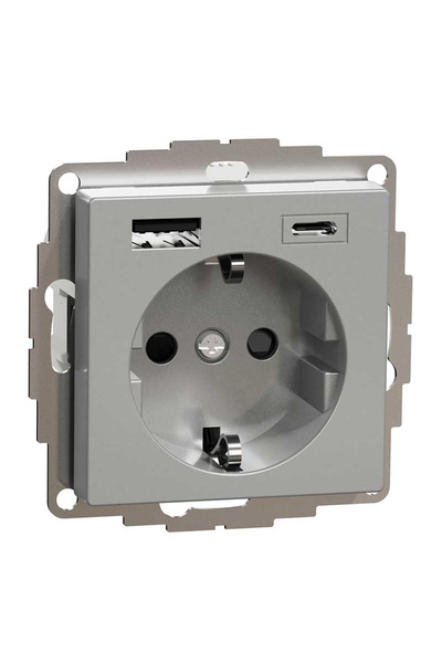 Schneider Electric - Schneider MTN2367-0460 Usb Type A+C 3A Prizli Alüminyum Çocuk Korumalı Topraklı Priz Schneider Electric - Schneider MTN2367-0460 Usb Type A+C 3A Prizli Alüminyum Çocuk Korumalı Topraklı Priz
