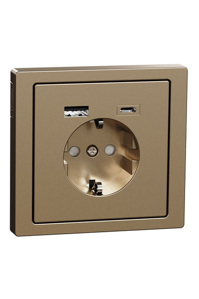 Schneider Electric - Schneider MTN2367-6051 System Design Type A+C 3A Şampanya Metalik USBli Topraklı Priz Schneider Electric - Schneider MTN2367-6051 System Design Type A+C 3A Şampanya Metalik USBli Topraklı Priz