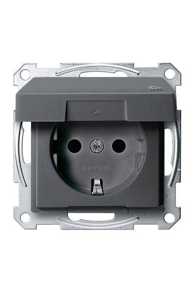 Schneider MTN2414-0414 Merten IP44 Kapaklı Çocuk Korumalı Antrasit Toprak Priz