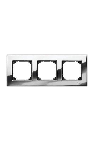 Schneider MTN403339 Merten M-Elegance Glass 3lü Krom Priz Çerçevesi