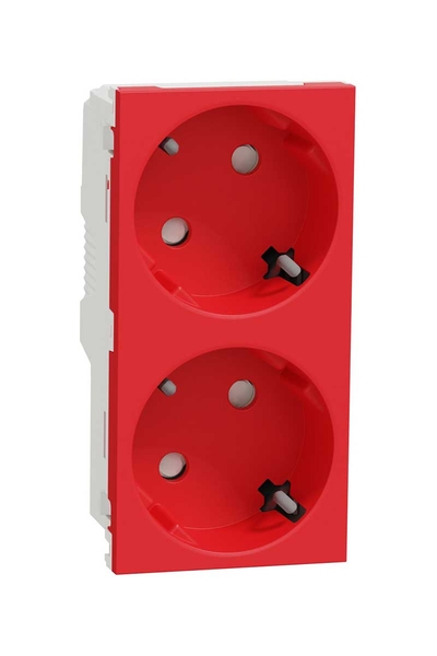 Schneider Electric - Schneider NU306703A Yeni Unica 2li Kırmızı Çocuk Korumalı Topraklı Priz