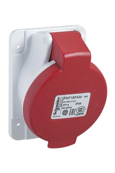 Schneider Electric - Schneider PKF16F435 Pratika 380-415V AC 5x16A 3P+N+E Trifaze IP44 Vida Bağlantılı Eğik Makine Prizi