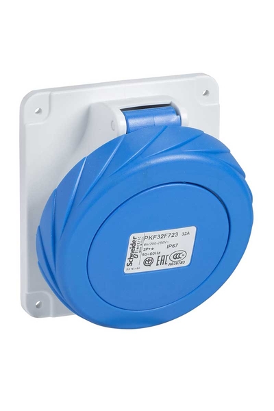 Schneider PKF16F723 Pratika 200-250V AC 3x16A 2P+E Monofaze IP67 Vida Bağlantılı Eğik Makine Prizi