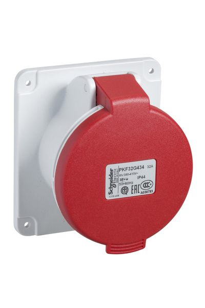 Schneider PKF16G434 Pratika 380-415V AC 4x16A 3P+E Trifaze IP44 Vida Bağlantılı Düz Makine Prizi