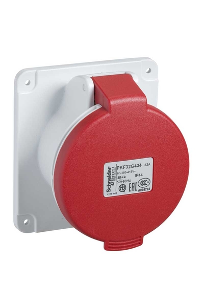 Schneider PKF16G435 Pratika 380-415V AC 5x16A 3P+ N+E Trifaze IP44 Vida Bağlantılı Düz Makine Prizi