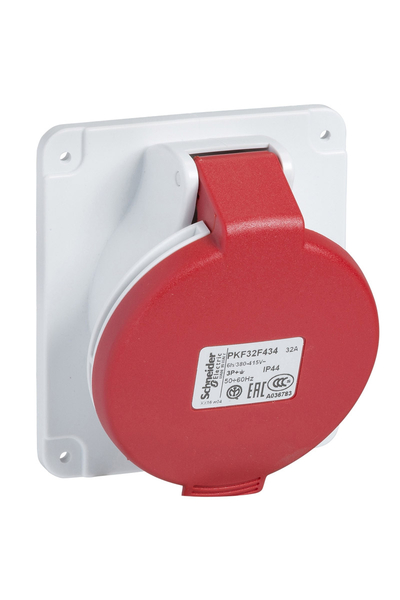 Schneider Electric - Schneider PKF32F434 Pratika 380-415V AC 4x32A 3P+E Trifaze IP44 Vida Bağlantılı Eğik Makine Prizi