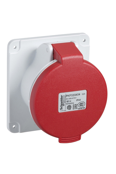 Schneider PKF32G434 Pratika 380-415V AC 4x32A 3P+E Trifaze IP44 Vida Bağlantılı Düz Makine Prizi