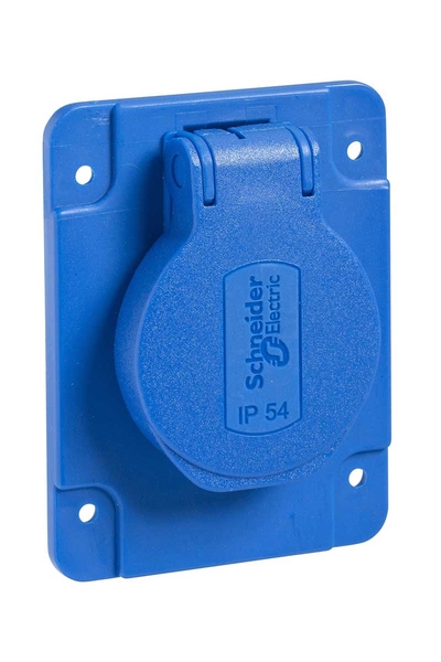 Schneider Electric - Schneider PKS61B Pratika 2P+E 10/16A 250V IP54 Sıva Üstü Mavi Alman Priz