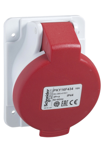 Schneider Electric - Schneider PKY16F435 Pratika 380-415V AC 5x16A 3P+N+E Trifaze IP44 Hızlı Bağlantı Eğik Makine Prizi