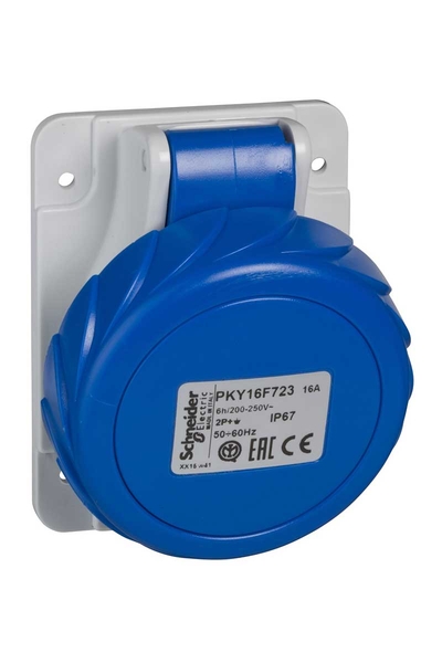 Schneider Electric - Schneider PKY16F723 Pratika 3x6A 2P+E 200-250VAC Eğik Makine Prizi