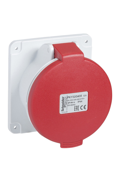Schneider PKY16G435 Pratika 380-415V AC 5x16A 3P+N+E Trifaze IP44 Hızlı Bağlantılı Düz Makine Prizi
