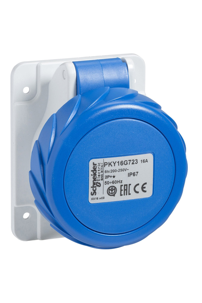 Schneider Electric - Schneider PKY16G723 Pratika 200-250V AC 3x16A 2P+E Monofaze IP67 Hızlı Bağlantılı Düz Makine Prizi