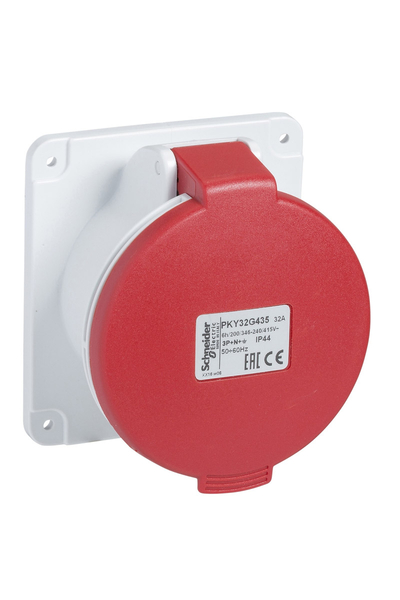 Schneider PKY32G434 Pratika 380-415V AC 4x32A 3P+E Trifaze IP44 Hızlı Bağlantılı Düz Makine Prizi